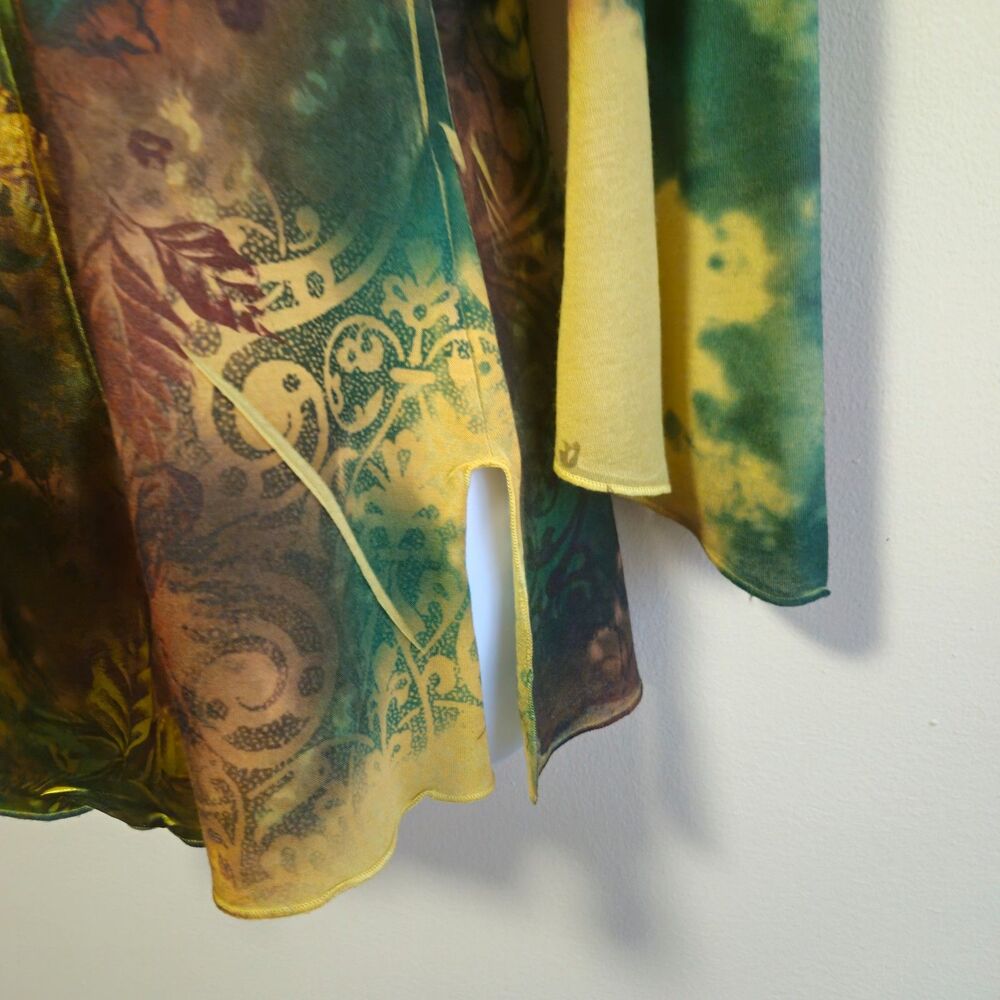 B.L.E.U. Floral Bell Sleeve Top Whimsigoth Fairycore Abstract Artsy Women XL - Picture 3 of 9